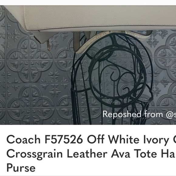 Coach F57526 Off White Ivory Chalk Grossgrain Leather Ava Tote Handbag Purse - Picture 11 of 11